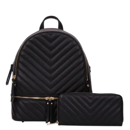 2pc Quilted Backpack with Wallet