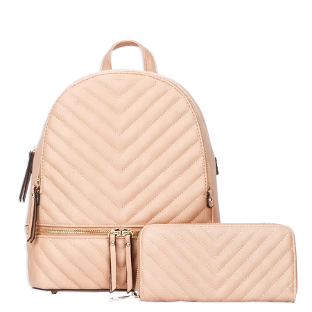 2pc Quilted Backpack with Wallet