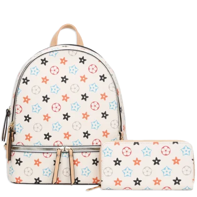 2pc Flowers Backpack with Wallet