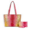 2pc 2 Tone Croc Tote with Pouch