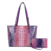 2pc 2 Tone Croc Tote with Pouchv