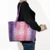 2pc 2 Tone Croc Tote with Pouch