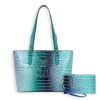 2pc 2 Tone Croc Tote with Pouch