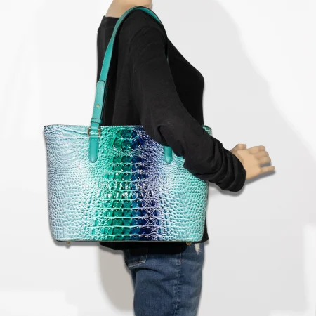 2pc 2 Tone Croc Tote with Pouch