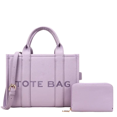 2pc The Medium Tote Bag with Wallet *PU Leather*