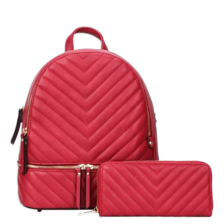 2pc Quilted Backpack with Wallet