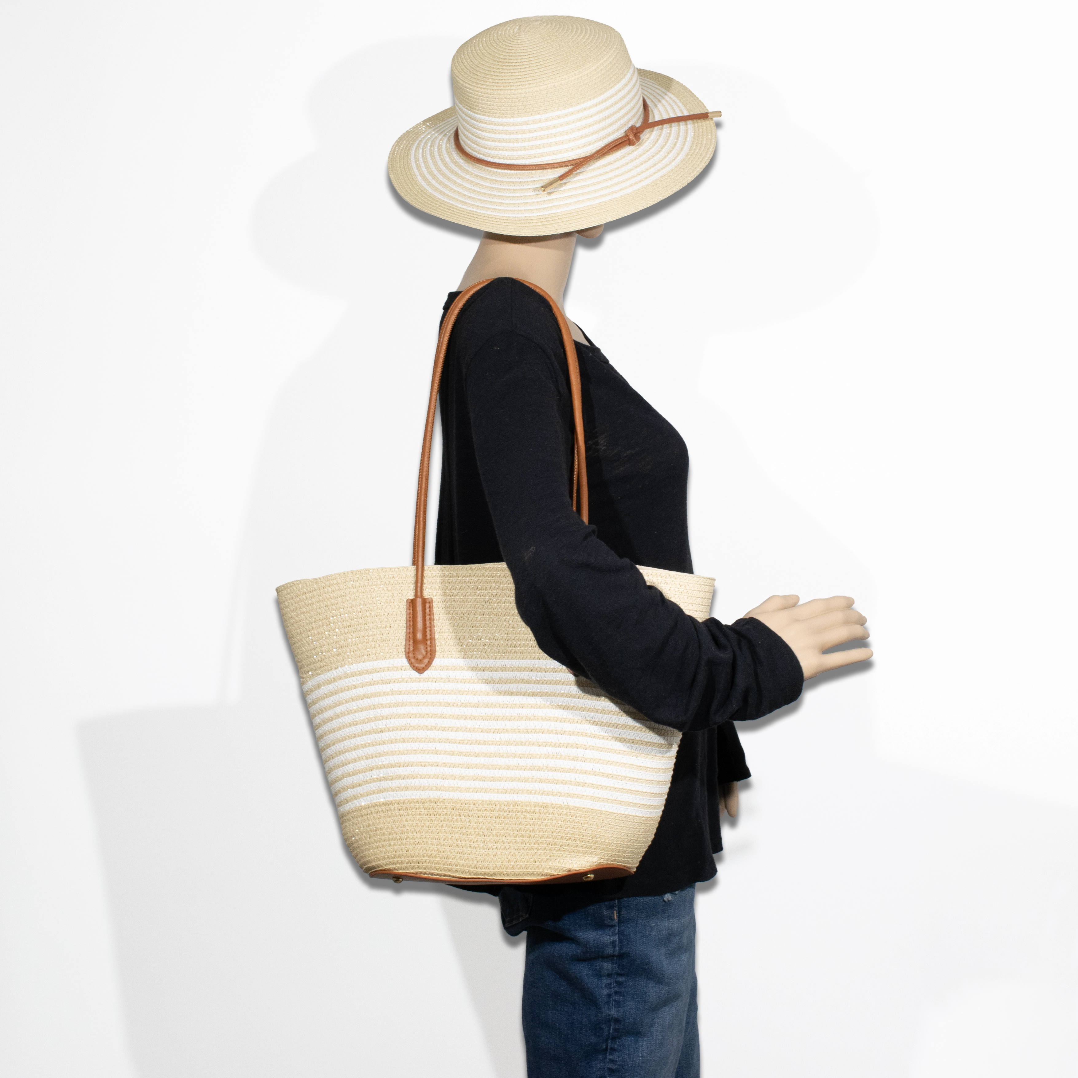 2pc Beach Tote with Sun Hat
