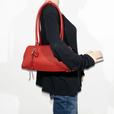 Top Handle Shoulder Bag with Heart Charm