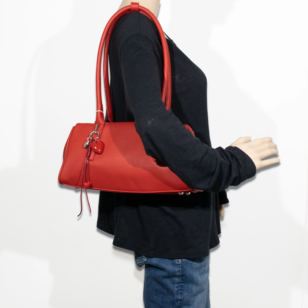 Top Handle Shoulder Bag with Heart Charm