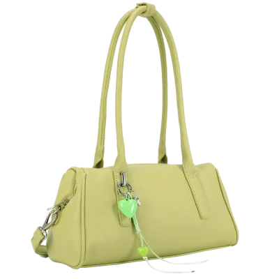 Top Handle Shoulder Bag with Heart Charm