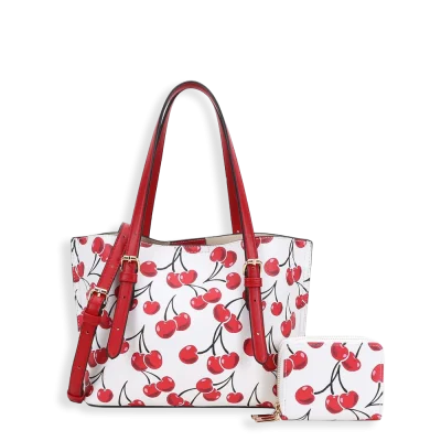 2pc Cherry Tote with Wallet