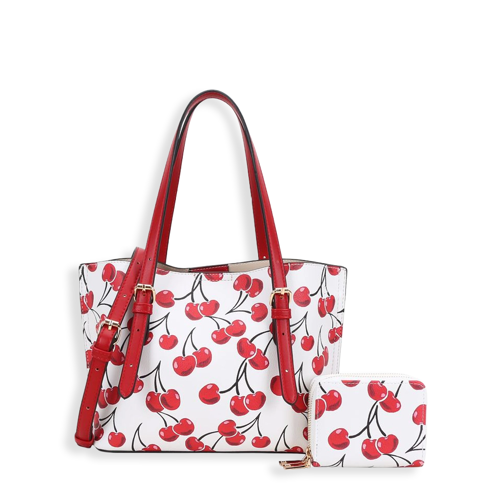2pc Cherry Tote with Wallet