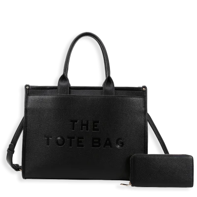 2pc The Leather Tote Bag with Wallet & Crossbody