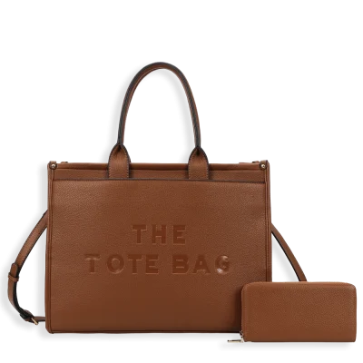 2pc The Leather Tote Bag with Wallet & Crossbody