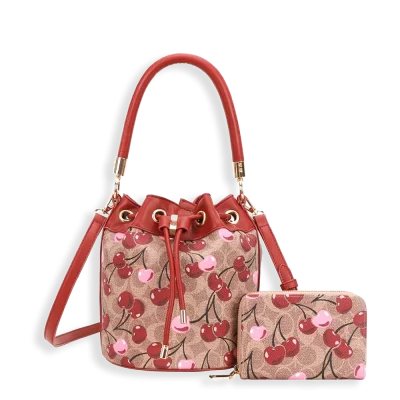 2pc Half Moon Cherry Bucket with Wallet