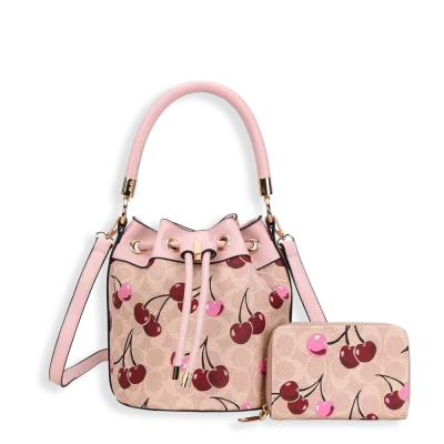 2pc Half Moon Cherry Bucket with Wallet