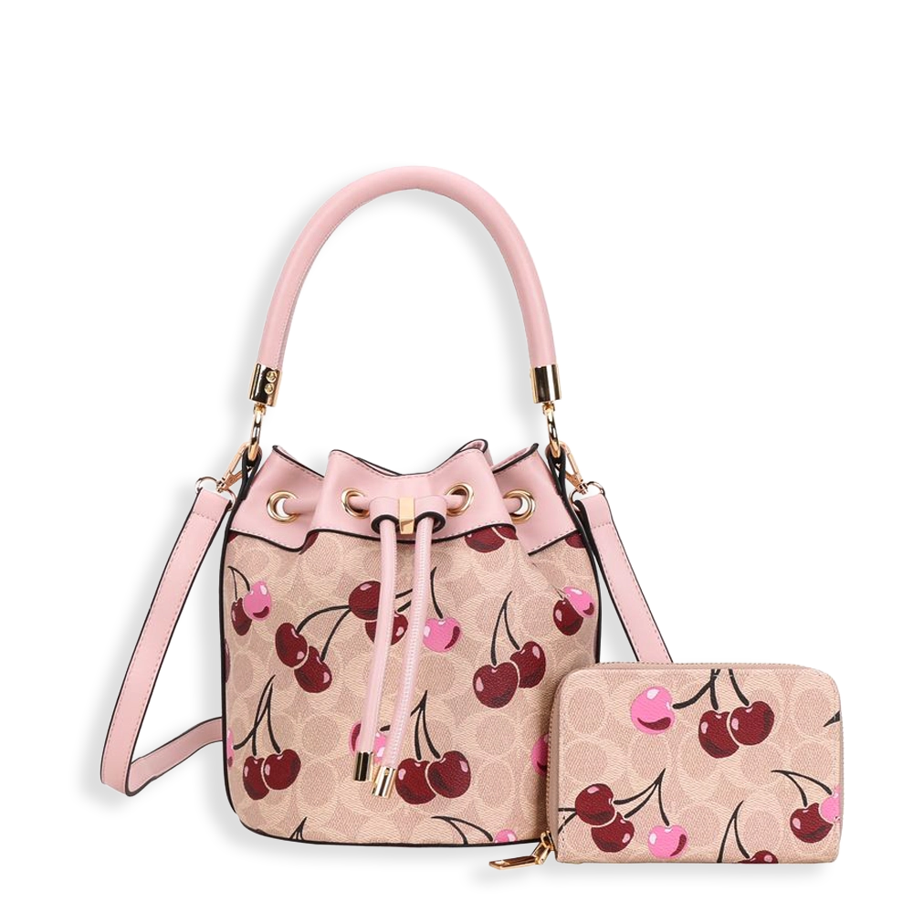 2pc Half Moon Cherry Bucket with Wallet