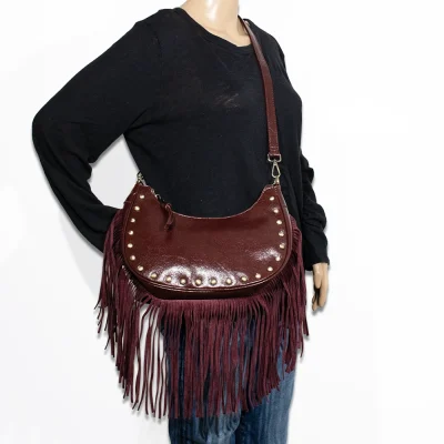 Fringed Studded Shoulder-Crossbody