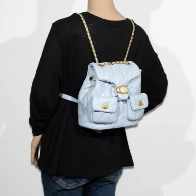 2pc Half Moon Quilted Backpack with Wallet