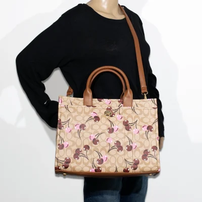 3pc Half Moon Cherry Tote with Wallet & Crossbody
