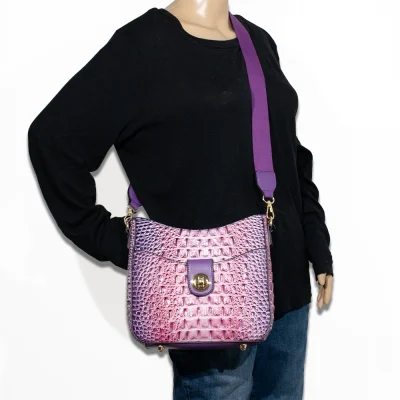 2pc 2 Tone Croc Crossbody with Pouch