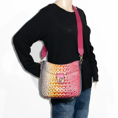 2pc 2 Tone Croc Crossbody with Pouch