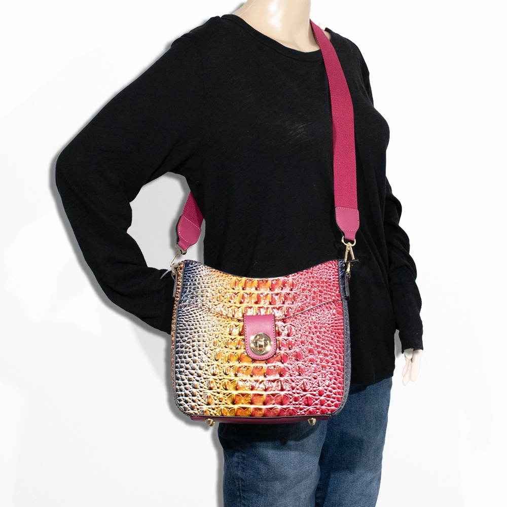 2pc 2 Tone Croc Crossbody with Pouch