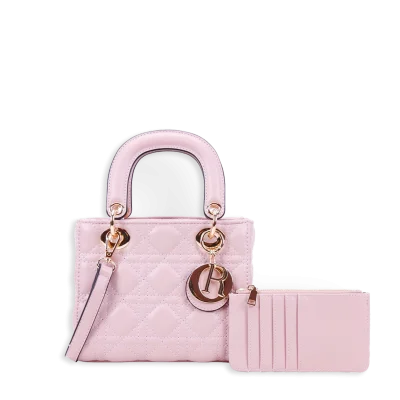 2pc Small Quilted Bag With Card Holder
