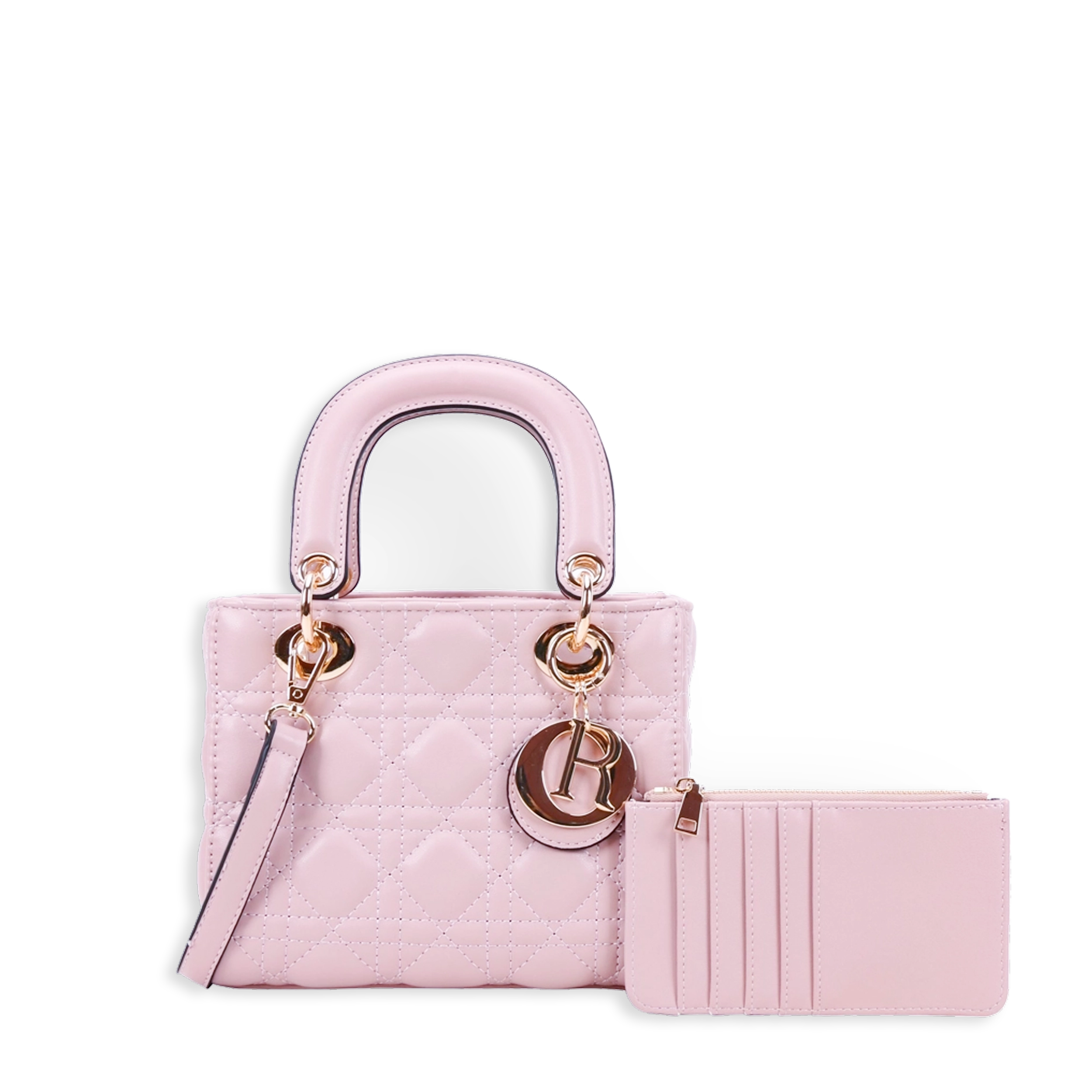 2pc Small Quilted Bag With Card Holder