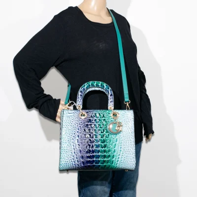 2pc 2 Tone Croc Bag with Wallet