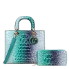 2pc 2 Tone Croc Bag with Wallet