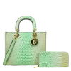 c 2 Tone Croc Bag with Wallet