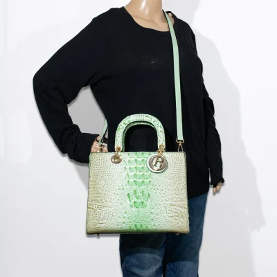 c 2 Tone Croc Bag with Wallet