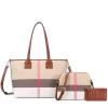 3pc Plaid Tote with Card Holder & Crossbody