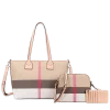 3pc Plaid Tote with Card Holder & Crossbody
