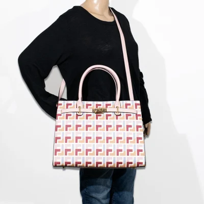 2pc Monogram Front Lock Satchel with Wallet
