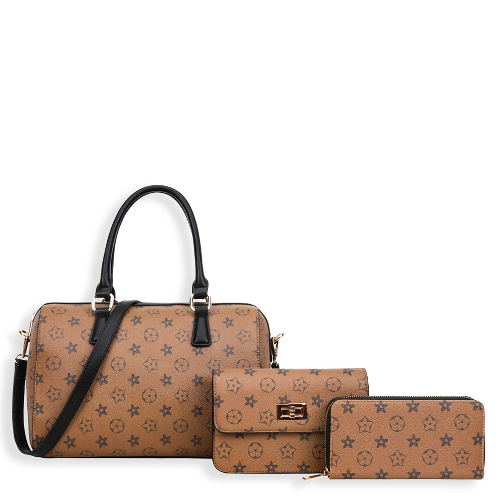 3pc Flowers Doctor Bag with Wallet & Crossbody