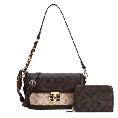 2pc Half Moon Shoulder-Crossbody with Wallet *2 Tone*