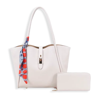 2pc Turn Lock Tote Bag with Wallet