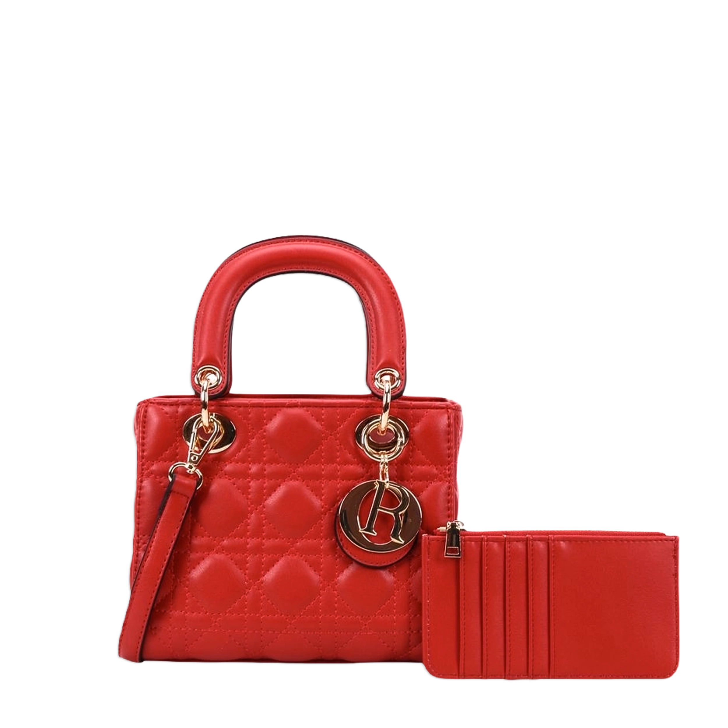 2pc Small Quilted Bag With Card Holder