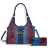 2pc 2 Tone Croc Front Lock with Wallet