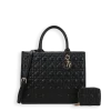 2pc Quilted Bag with Tag & Wallet