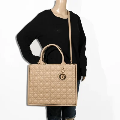 2pc Quilted Bag with Tag & Wallet