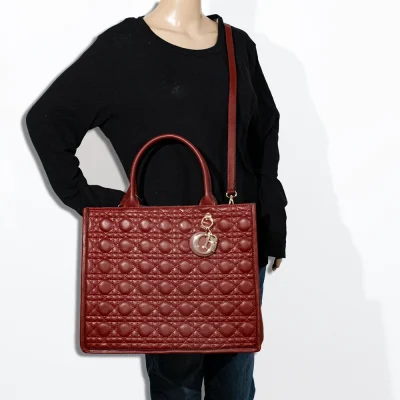 2pc Quilted Bag with Tag & Wallet