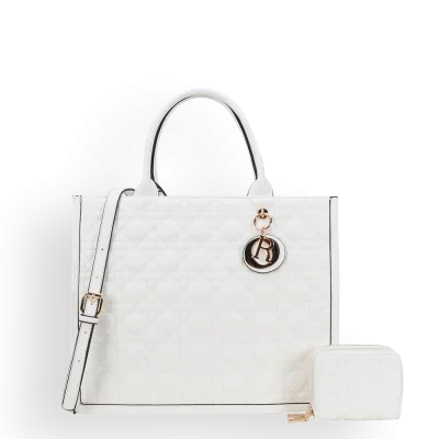 2pc Quilted Bag with Tag & Wallet