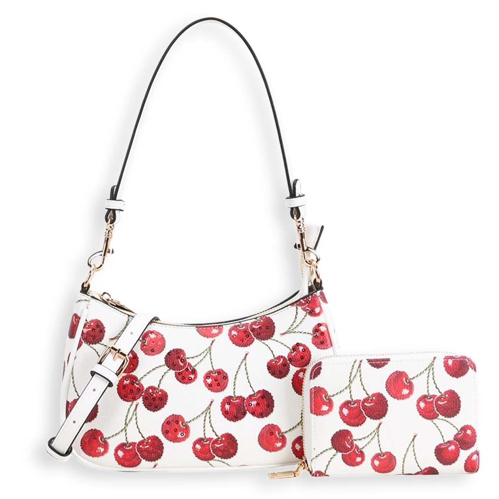2pc Sequin Cherry Shoulder-Crossbody with Wallet