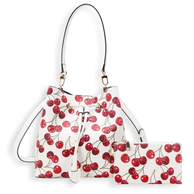 2pc Cherry Bucket Bag with Wallet