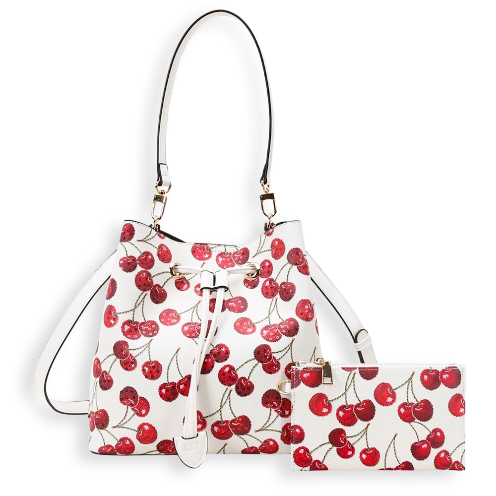 2pc Cherry Bucket Bag with Wallet