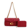 2pc Half Moon Quilted Crossbody with Wallet