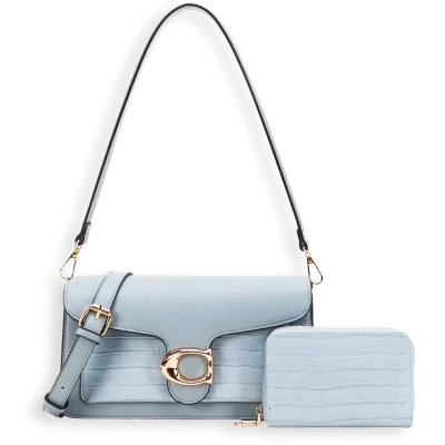 2pc Half Moon Croc Shoulder-Crossbody with Wallet